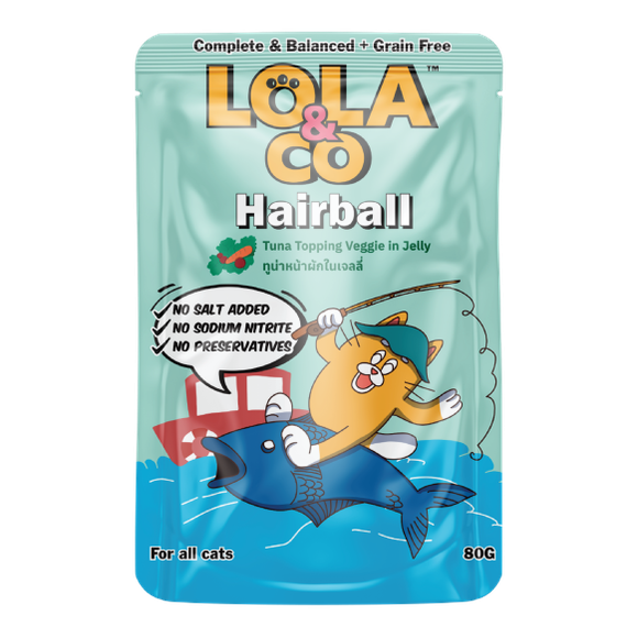 Lola & Co Hairball Tuna Topping Veggie In Jelly 80g Pouch