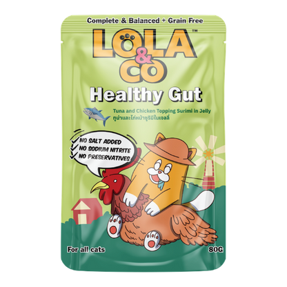 Lola & Co Healthy Gut Tuna & Chicken Topping Surimi In Jelly 80gx12pcs