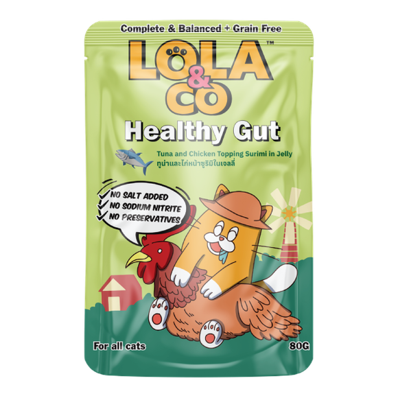 Lola & Co Healthy Gut Tuna & Chicken Topping Surimi In Jelly 80g Pouch
