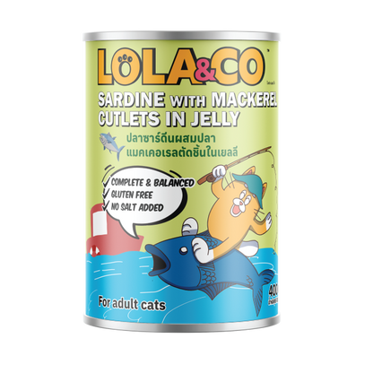 Lola & Co Sardine with Mackerel Cutlets In Jelly Cat Wet Food 400gx24pcs