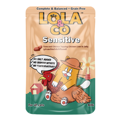 Lola & Co Sensitive Tuna & Chicken Topping Chicken Liver In Jelly 80gx12pcs