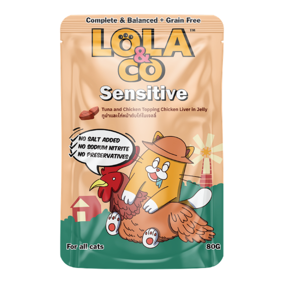 Lola & Co Sensitive Tuna & Chicken Topping Chicken Liver In Jelly 80g Pouch