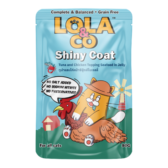 Lola & Co Shiny Coat Tuna & Chicken Topping Seafood In Jelly 80g Pouch