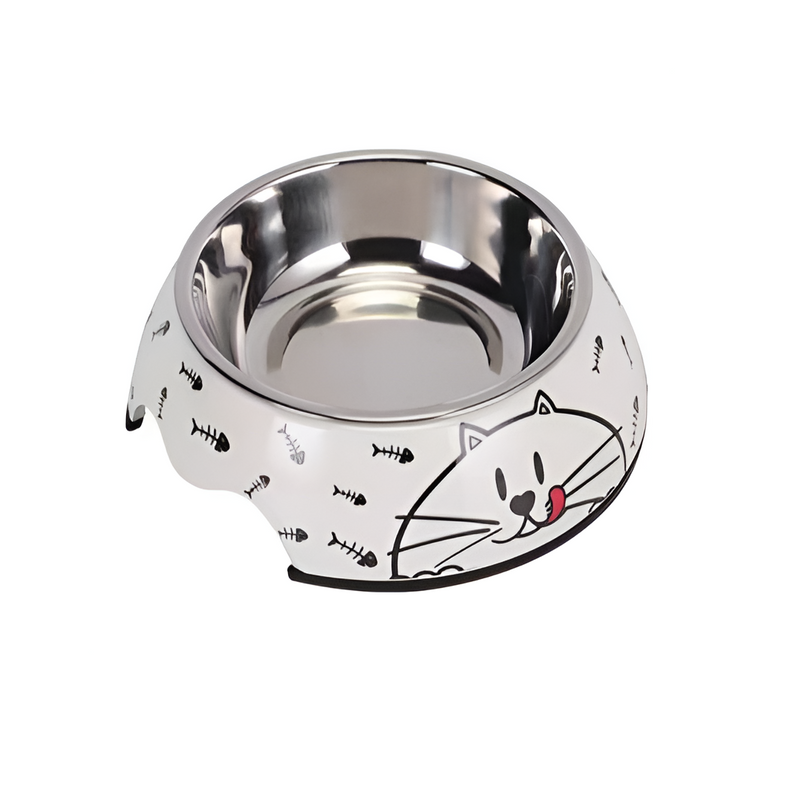 Melamine Bones Cat Stainless Steel bowl with anti-slip circle on the bottom,