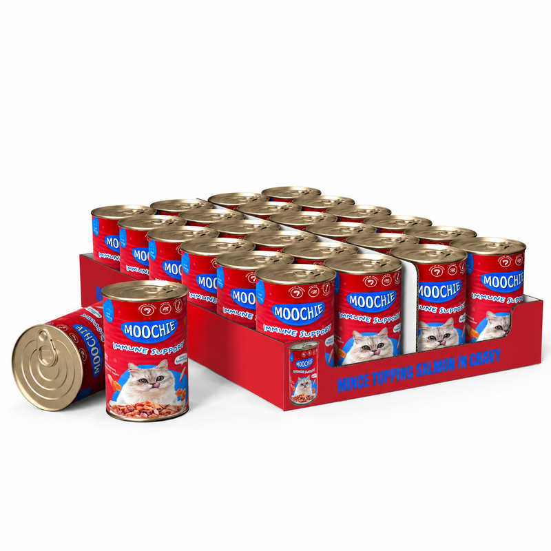 MOOCHIE MINCE TOPPING SALMON IN GRAVY 24x400g CAN