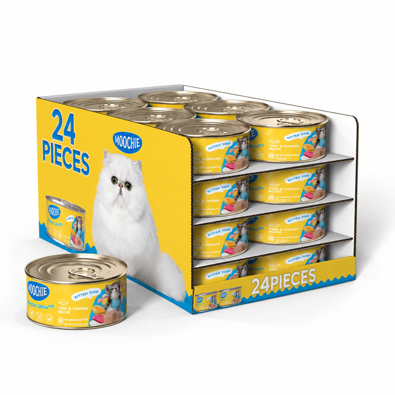 MOOCHIE KITTEN MOUSSE TUNA & CHICKEN RECIPE 24x156g CAN