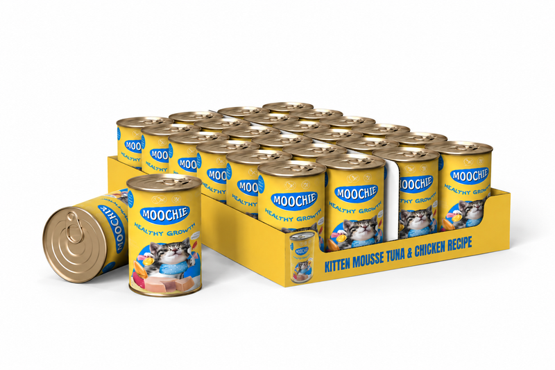 MOOCHIE KITTEN MOUSSE TUNA & CHICKEN RECIPE 24x400g CAN