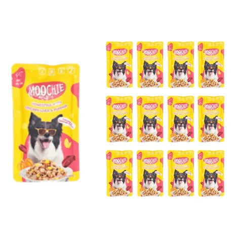 MOOCHIE HOMESTYLE WITH CHICKEN LIVER & PUMPKIN 120gX12 POUCHS