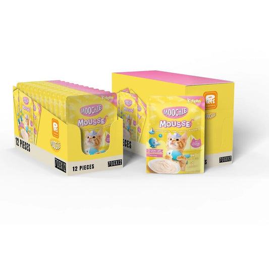 Moochie Kitten Tuna With Topping Calamari Mousse 12X70G. Pouch