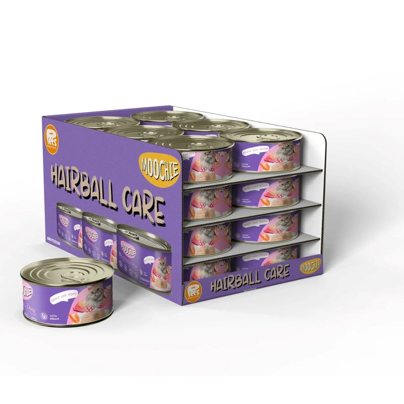 Moochie With Prawn Pate (Hairball Care) 24X85G. Can