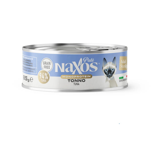 Naxos Sterilight Tuna Pâté for cats, 85g hypoallergenic wet food with 94% tuna and salmon oil