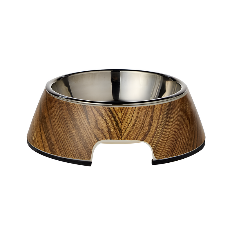 Nutrapet Applique Melamine Round Bowl Wooden Small