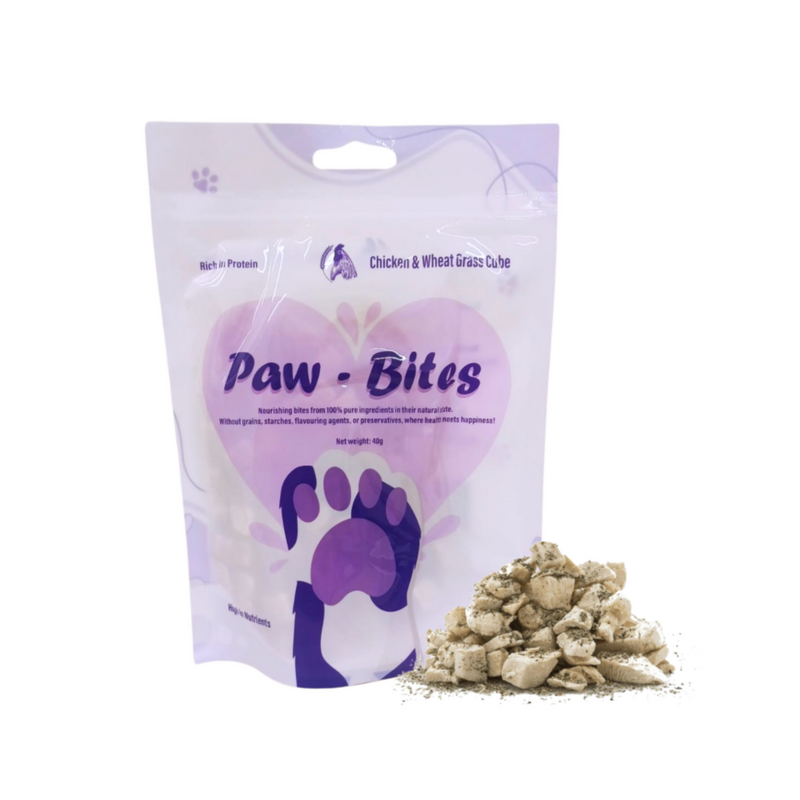 Paw-bites Chicken And Wheat Grass Cube 40g