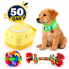 4-in-1 Dog Care & Toy Bundle – Grooming Brush, LED Collar & Interactive Toys