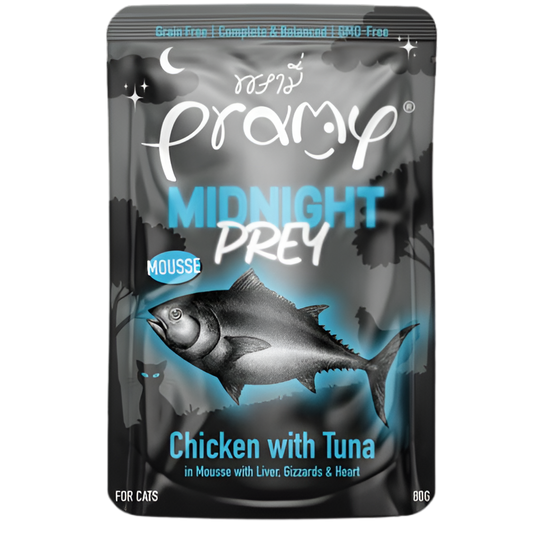 Pramy Midnight Prey CHICKEN WITH TUNA IN MOUSSE RECIPE 80g Pouch