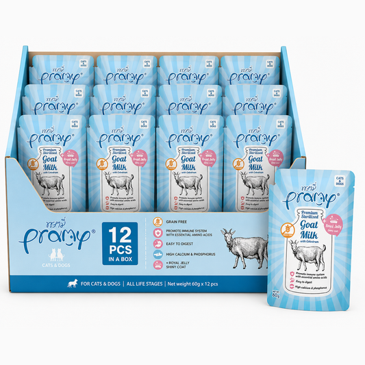 Pramy Sterilized Goat Milk with Colostrum + Royal Jelly 60Gx12pcs