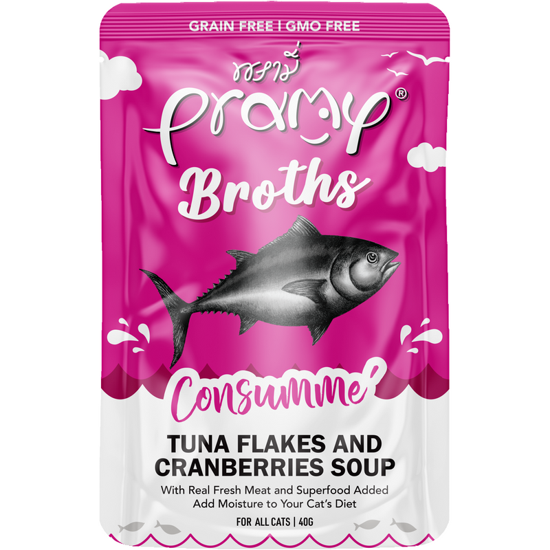 Pramy Broths Consumme Tuna Flakes & Cranberry Soup 40g Pouch