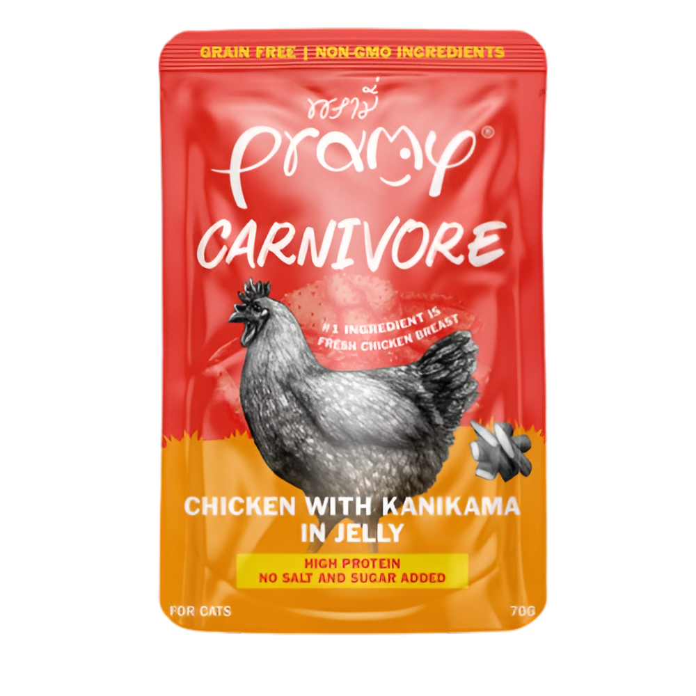 Pramy Carnivore Chicken with Kanikama in Jelly 70g Pouch