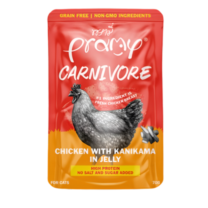 Pramy Carnivore Chicken with Kanikama in Jelly 70gx12pcs