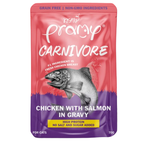 Pramy Carnivore Chicken with Salmon in Gravy70g Pouch