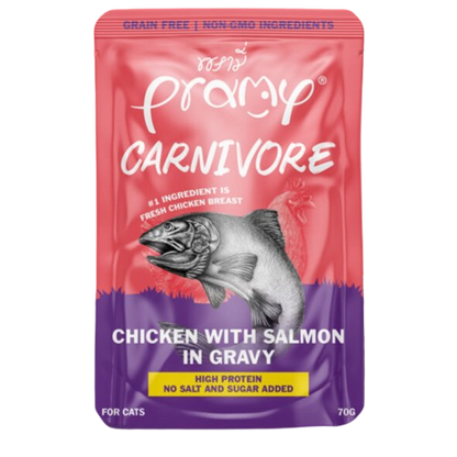 Pramy Carnivore Chicken with Salmon in Gravy70gx12pcs