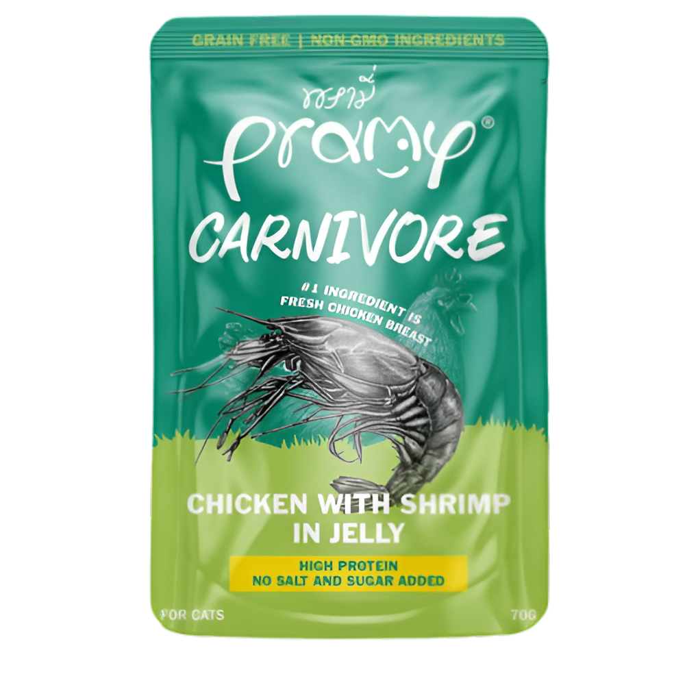 Pramy Carnivore Chicken with Shrimp in Jelly 70g Pouch