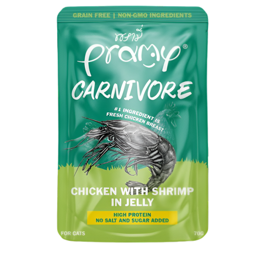 Pramy Carnivore Chicken with Shrimp in Jelly 70g Pouch