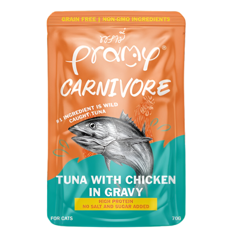 Pramy Carnivore Tuna with Chicken in Gravy 70g Pouch