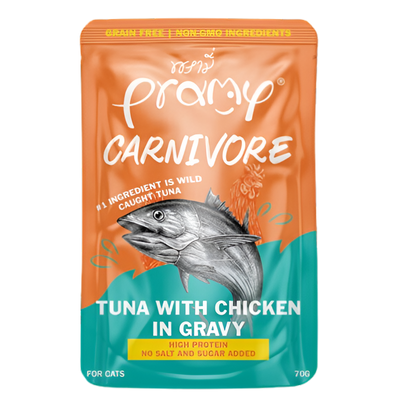 Pramy Carnivore Tuna with Chicken in Gravy 70gx12pcs
