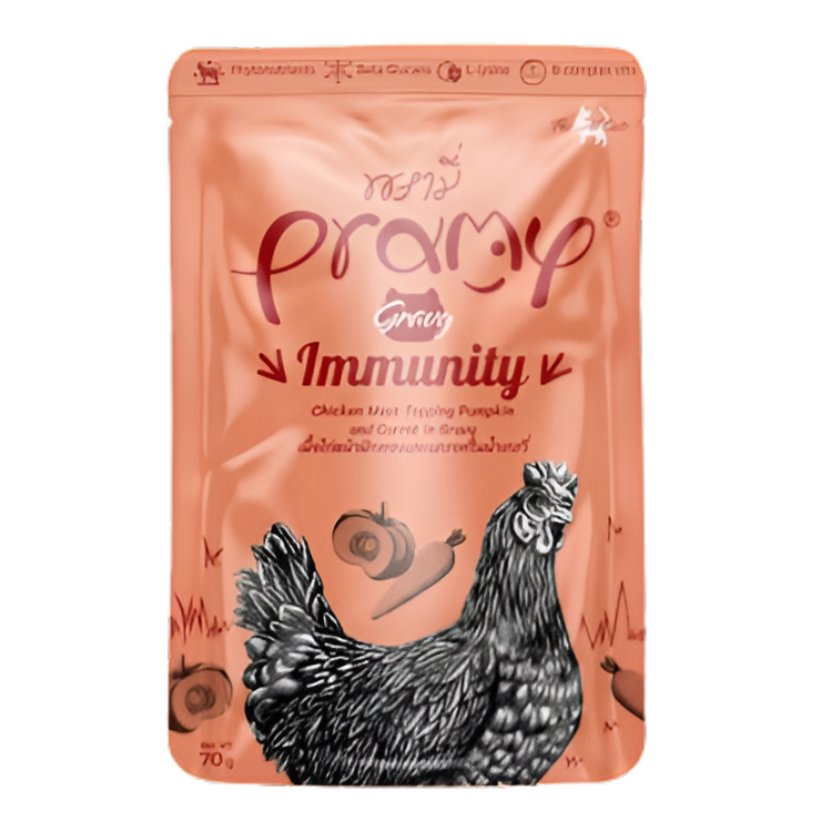 Pramy Immunity Chicken topping Pumpkin & Carrot Recipe 70gx12pcs