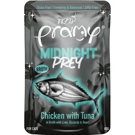 Pramy Midnight Prey CHICKEN WITH TUNA IN BROTH RECIPE 80g Pouch
