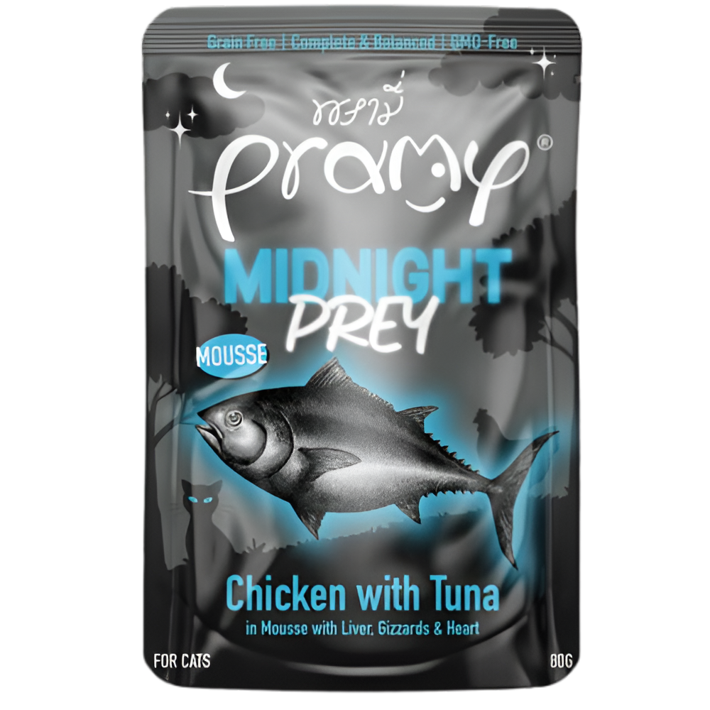 Pramy Midnight Prey CHICKEN WITH TUNA IN MOUSSE RECIPE 80gx12pcs