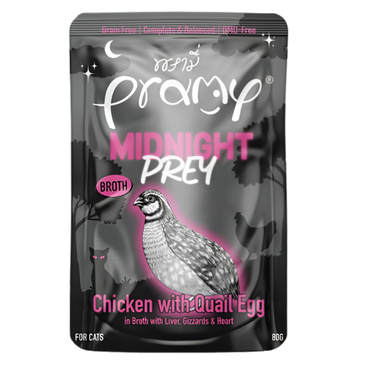 Pramy ,Midnight prey chicken With Quail Egg In Broth Recipe 80G Pouch