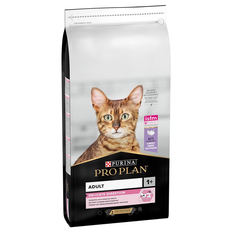 Purina Pro Plan Adult Delicate Digestion, Dry Cat Food with Turkey, 10 kg
