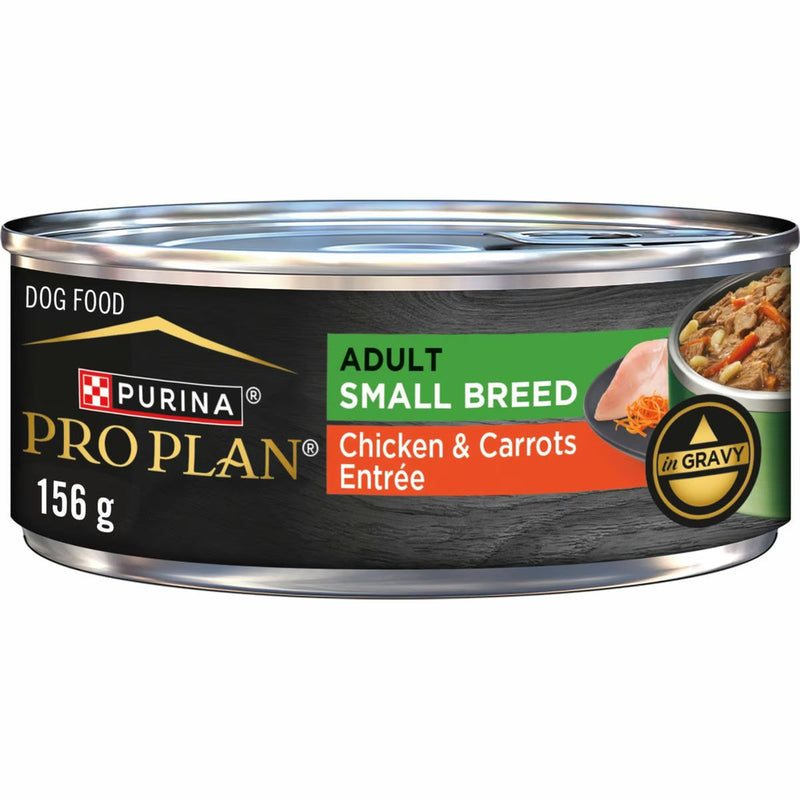 Purina Pro Plan Adult Small Breed Chicken and Carrots Entree in Gravy Wet Dog Food,  156g Can