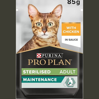 Purina Pro Plan Sterilised Adult Wet Cat Food, Chicken in Gravy, MP 10x85g Box
