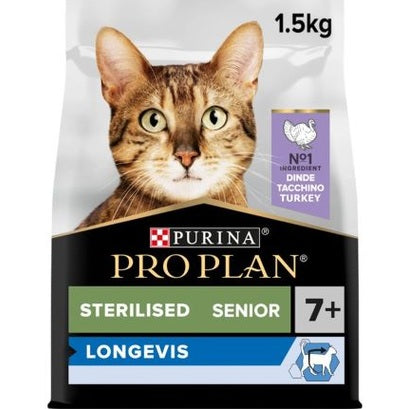 Purina Pro Plan Sterilised Senior 7+ Longevis, Dry Cat Food with Turkey, 1.5 kg