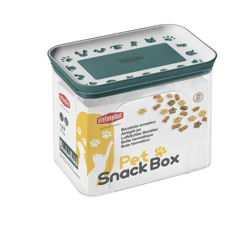 Rectangular Airtight Pet Snackbox 1.2L White/Green