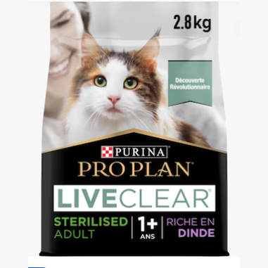 Pro Plan LiveClear Sterilised Adult, Allergen Reducing Dry Cat Food with Turkey 2.8 kg
