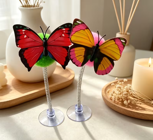 Butterfly Cat Interactive Toy with Suction Cup, Cat toy