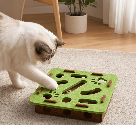 Cat Toy Treasure Hunt Puzzle Box - Green