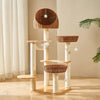 Solid Wood & Rattan – 7-Level MDF, Rattan & Sisal – Cats – Climbing & Scratching Tower – 48×52×127 c