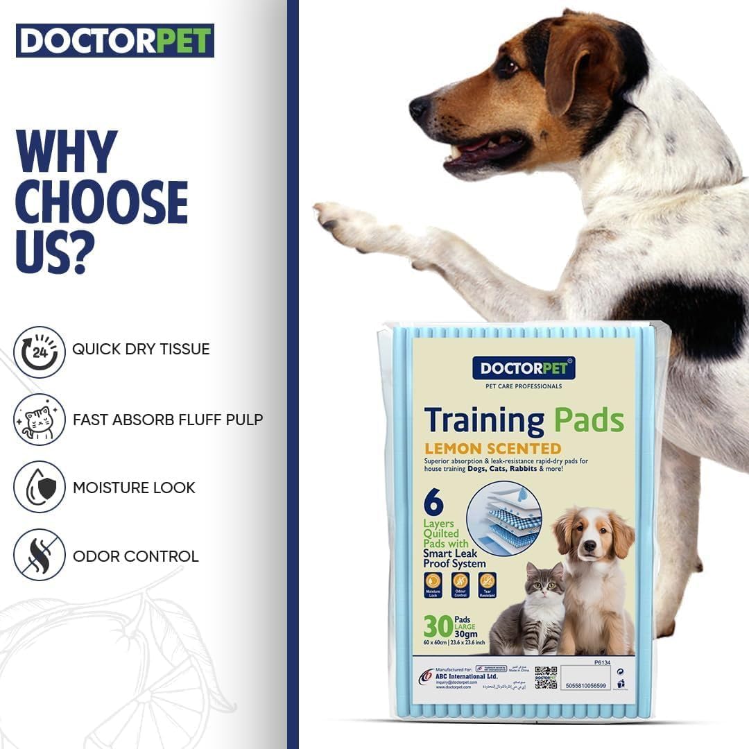 Doctor Pet TRAINING PADS 60x60cm 30g Regular Lemon 30's