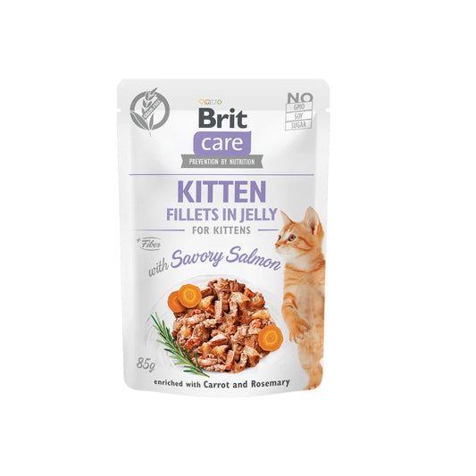 Brit Care Cat Kitten. Fillets in Jelly with Savory Salmon 85 g