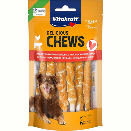 Vitakraft Dog Treat Chews Deli, Chew Roll with Chicken 6pcs 70g