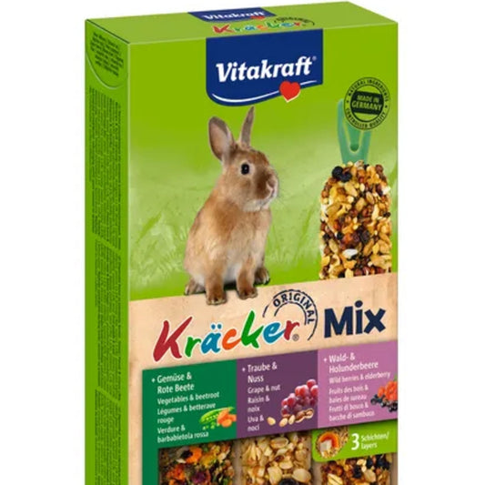 Vitakraft Kräcker Trio Mix Vegt/Nut/Wild berry Rabbit 168g – 3pcs