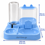 Automatic Feeder with Dual Bowls – blue,  Feeding Dispenser, Drinking Feeder