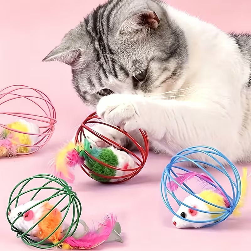 Feather Tail Mouse Teaser Ball