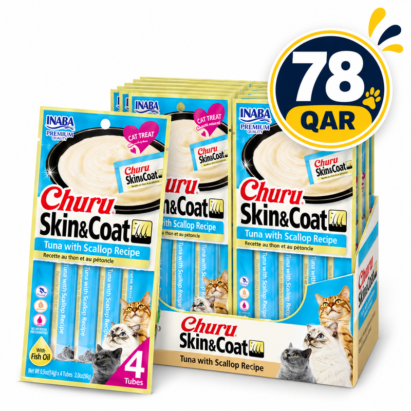 Churu Skin & Coat Tuna with Scallop Recipe 4 Tubes 56g — 4x12