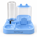 Automatic Feeder with Dual Bowls – blue,  Feeding Dispenser, Drinking Feeder